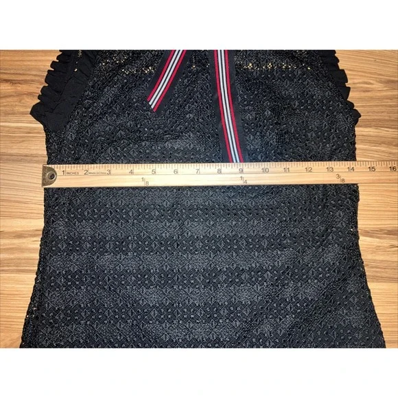 Sandro Dress Fidele Tie Neck Lace Mini Dress Line Black‎ Size 1 Small - Picture 6 of 9